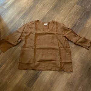 J Jill Linen blouse-rusty brown color. (Sorry not ironed!)